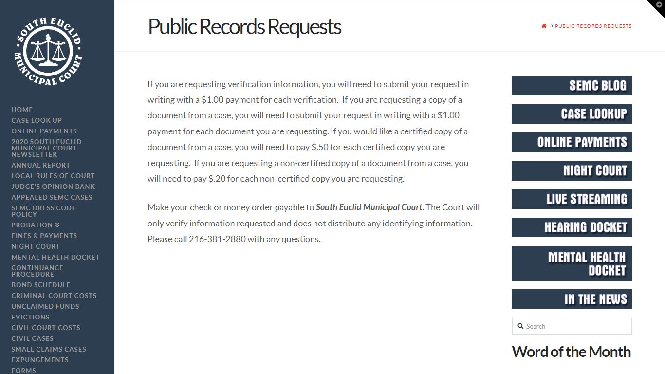 Public Records Requests | South Euclid Court